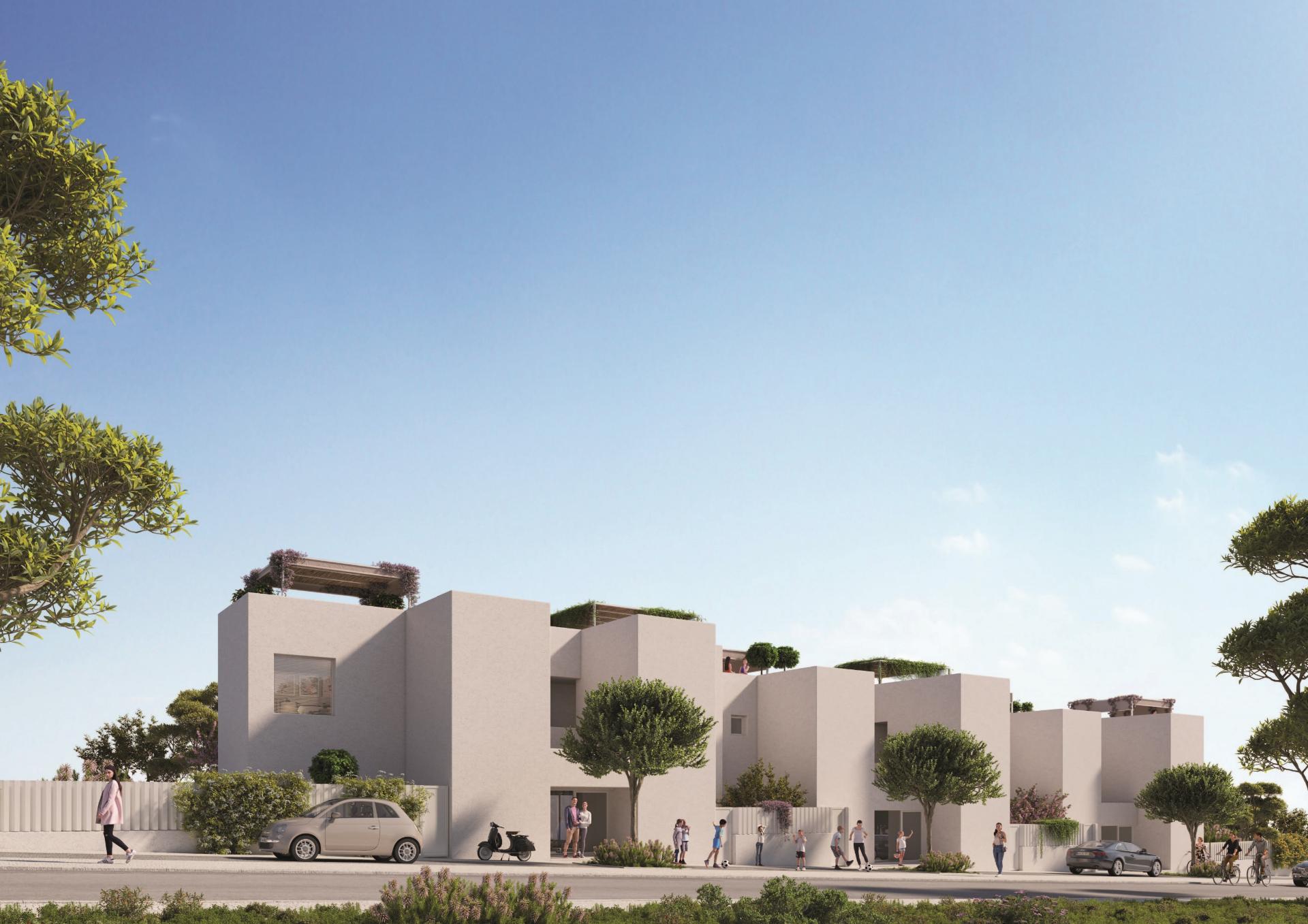 Seis moradias modernas e geminadas, cada uma com um jardim privativo, perto do centro de Almancil.